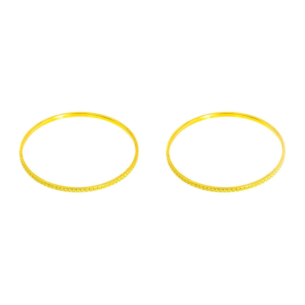 22K Yellow Gold 2 Piece Bangle W/ Band of Hand Crafted Circular Engravings | 22K Yellow Gold 2 Piece Bangle W/ Band of Hand Crafted Circular Engravings for women. This elega...