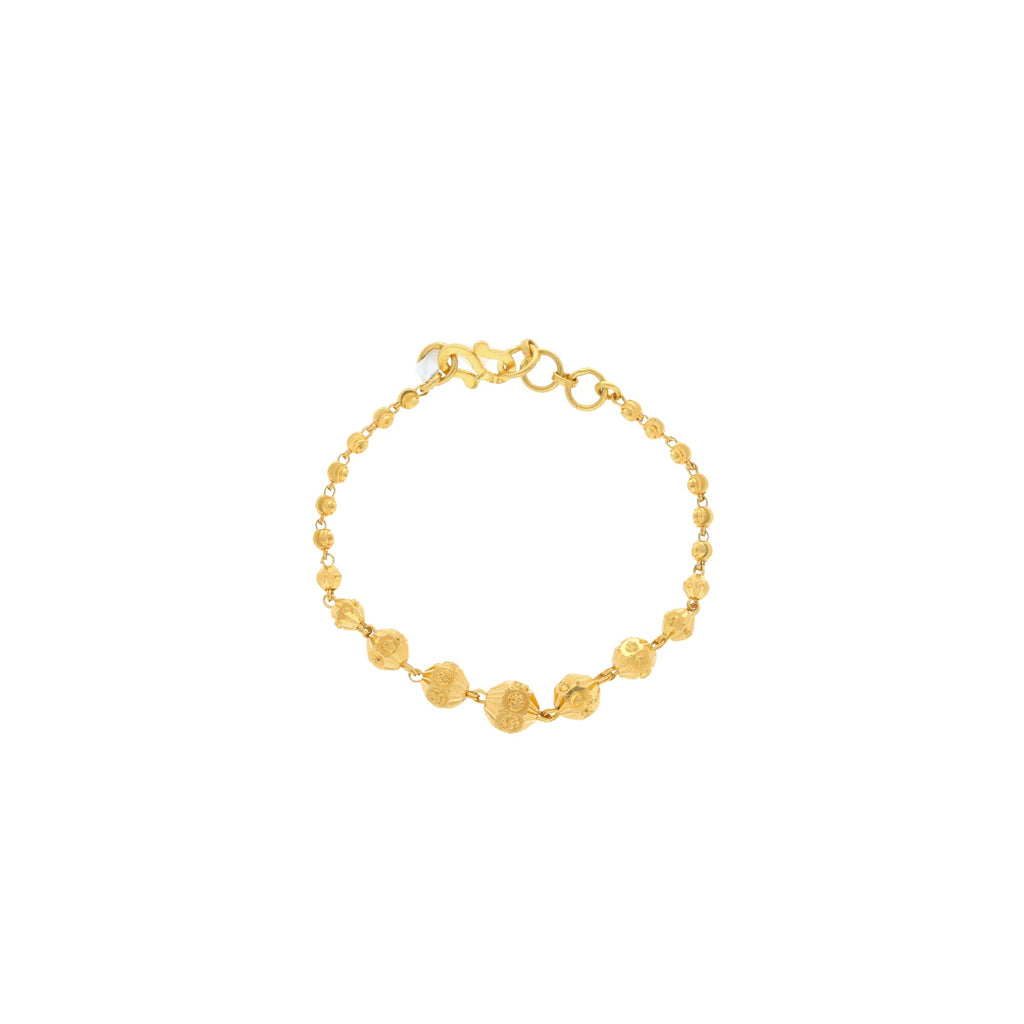 An image of the Virani Jewelers elegant 22K gold bracelet wtih beads that gradually increase in size. | Help your child look their very best with a beautiful 22K gold bracelet from Virani Jewelers!
Fe...