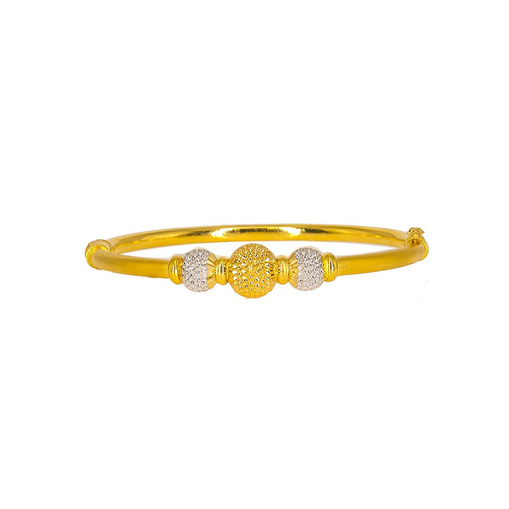 22K Multi Tone Gold Bangle W/ Center Yellow Gold Laser Mark Ball | 22K Multi Tone Gold Bangle W/ Center Yellow Gold Laser Mark Ball for women. This beautiful 22K m...