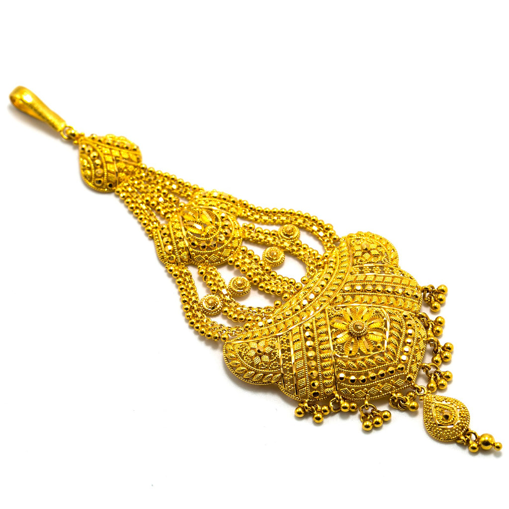 22K Yellow Gold Tikka W/ Beaded Filigree & Royal Design | 22K Yellow Gold Tikka W/ Beaded Filigree & Royal Design for women. This beautiful 22K yellow...