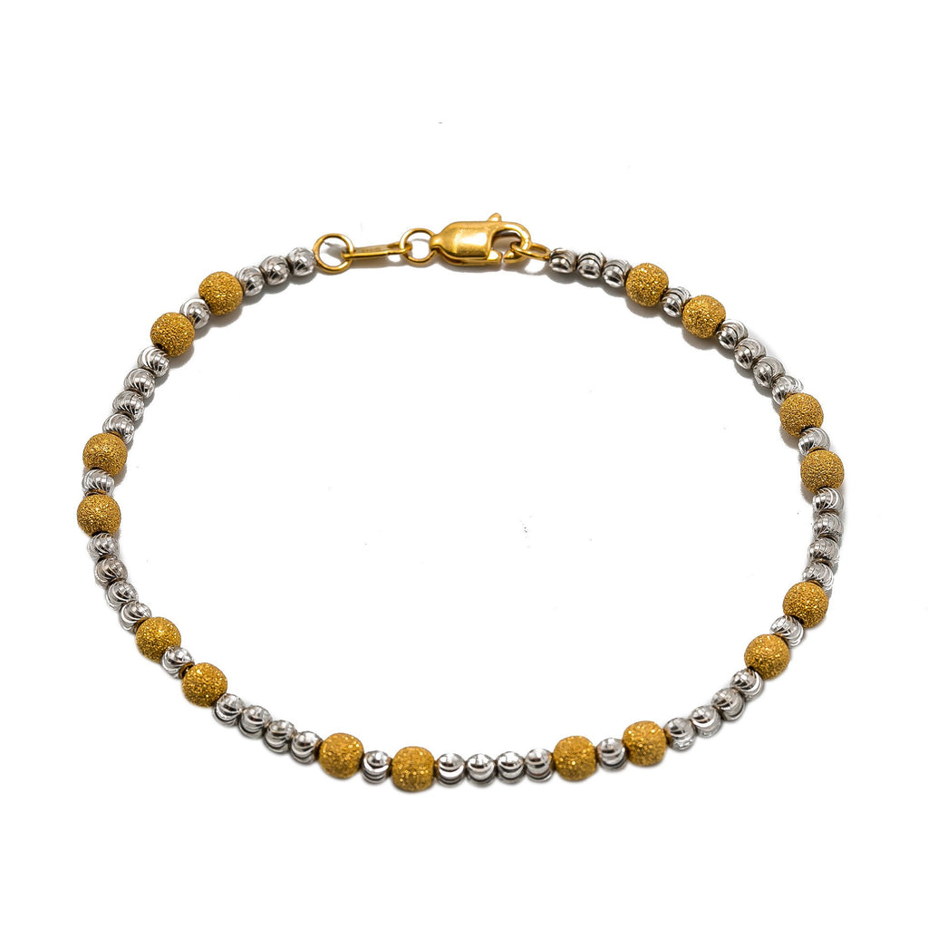 22K Multi Tone Gold Bracelet W/ Detailed Gold Ball Beads | Add a unique touch of gold to your look with this 22K multi tone gold women’s bracelet from Viran...
