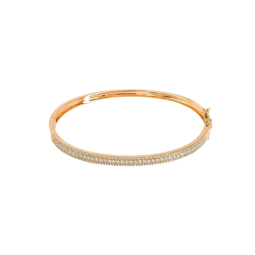 14K Rose Gold Diamond Bangle W/ VS Diamonds & Semi-Encrusted Band | 14K Rose Gold Diamond Bangle W/ VS Diamonds & Semi-Encrusted Band for women. This dazzling p...