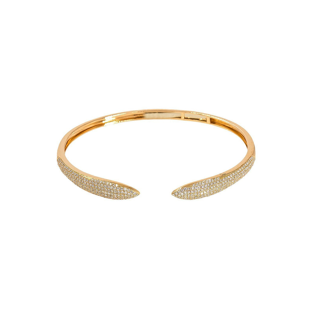 14K Rose Gold Diamond Bangle W/ VS Diamonds & Serpentine Open Cuff | 14K Rose Gold Diamond Bangle W/ VS Diamonds & Serpentine Open Cuff for women. This lovely pi...