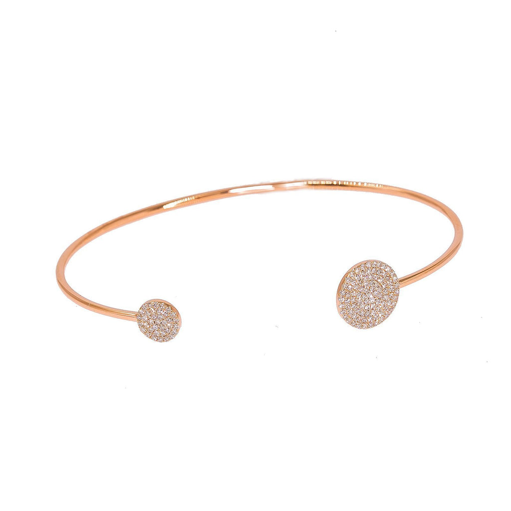 14K Rose Gold Diamond Bangle W/ VS Diamonds & Round Accents on Open Cuff | 14K Rose Gold Diamond Bangle W/ VS Diamonds & Round Accents on Open Cuff for women. This ope...