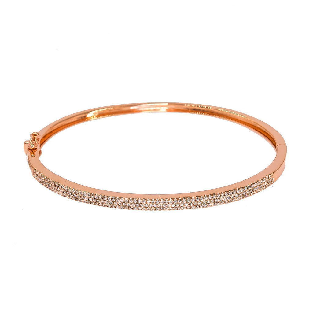14K Rose Gold Diamond Bangle W/ VS Diamonds & Bright Polished Solid Band | 14K Rose Gold Diamond W/ VS Diamonds & Bright Polished Solid Band for women. This radiant ba...