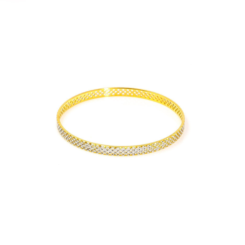 22K White Gold Bangle W/ Fully Spanned Pattern of Small Circle Cutout | 22K White Gold Bangle W/ Fully Spanned Design of Small Circle Cutouts for women. This classic whi...