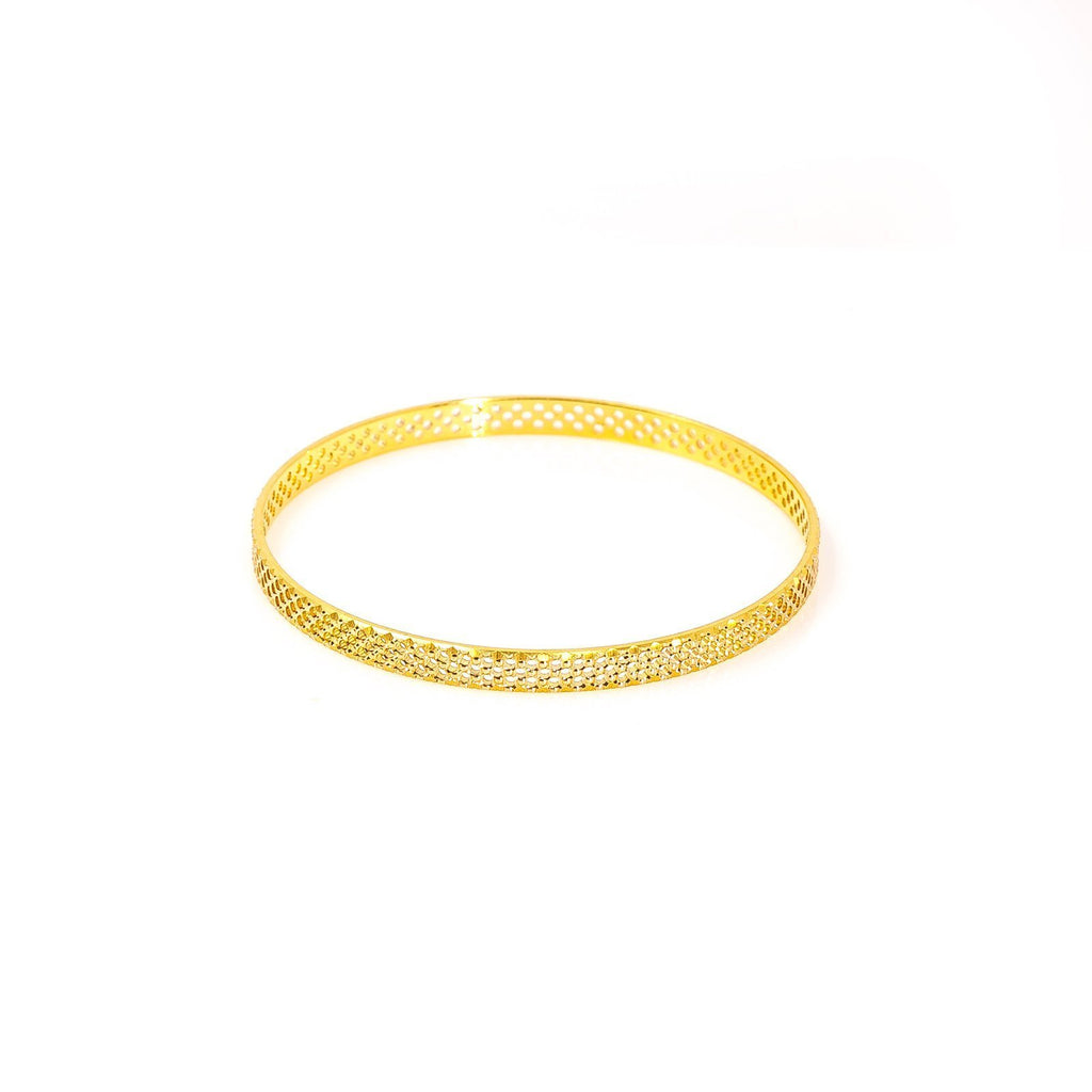 22K Rose Gold Bangle W/ Fully Spanned Design of Small Circle Cutouts | 22K Rose Gold Bangle W/ Fully Spanned Design of Small Circle Cutouts for women. This classic whi...