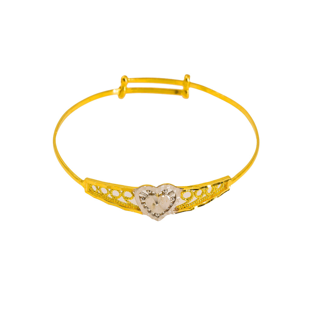 22K Multi Tone Gold Baby Bangles Set of 2 W/ Jagged Heart & Open Cut Designs | 22K Multi Tone Gold Baby Bangles Set of 2 W/ Jagged Heart & Open Cut Designs. This beautiful...