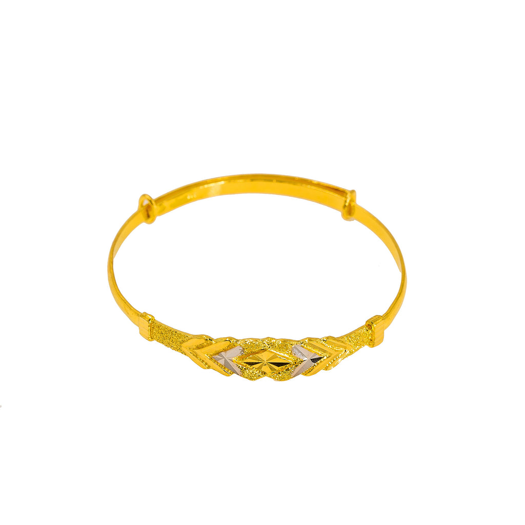 22K Multi Tone Gold Baby Bangles Set of 2 W/ Etched Arrow Details | 22K Multi Tone Gold Baby Bangles Set of 2 W/ Etched Arrow Details. This beautiful set of multi to...