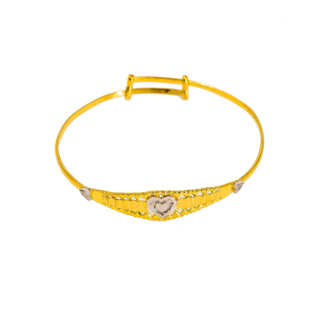22K Multi Tone Gold Baby Bangles Set of 2 W/ Heart Details & Triangular Cutouts | 22K Multi Tone Gold Baby Bangles Set of 2 W/ Heart Details & Triangular Cutouts. his beautif...