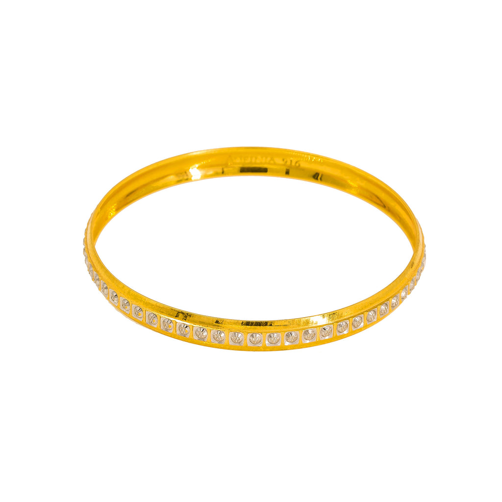22K Multi Tone Gold Baby Bangles 2pc W/ Round Laser Details | 22K Multi Tone Gold Baby Bangles 2pc W/ Round Laser Details. This set of 2 multi tone baby bangl...
