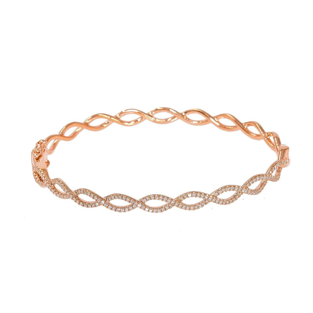 14K Rose Gold Diamond Bangle W/ VS Diamonds & Open Braid Band | 14K Rose Gold Diamond Bangle W/ VS Diamonds & Open Braid Band for women. Adorn your wrist wit...