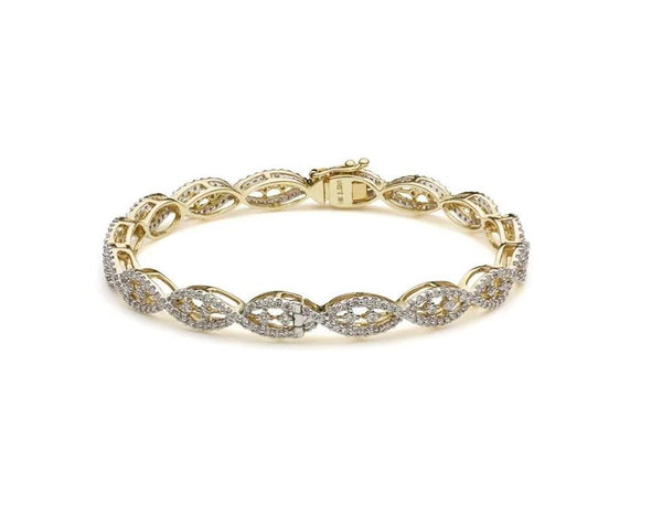 18K Yellow Gold Diamond Bangle W/ 2.48ct VVS Diamonds & Crossover Pattern | Make a statement with your jewelry with pieces like this stunning 18K yellow gold diamond bangle ...