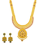 22K Yellow Gold Long Necklace & Jhumki Earrings Set W/ Emeralds, Rubies & CZ Gemstones | 


Mix the beauty of traditional designs, radiant gold and gemstone accents to create statement l...