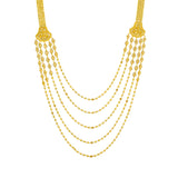 22K Yellow Gold Long Necklace & Jhumki Earrings Set W/ Draping Gold Beaded Strands | 


Drape yourself in layers of radiant gold that create feminine allure like this illustrious des...