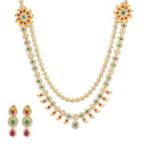 22K Yellow Gold Long Necklace & Earrings Set W/ CZ, Emeralds, Rubies & Encrusted Mango Accents | 


Make a royal entrance in the most radiating pieces of fine jewelry encrusted in precious gemst...