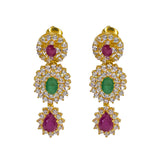 22K Yellow Gold Long Necklace & Earrings Set W/ CZ, Emeralds, Rubies & Encrusted Mango Accents | 


Make a royal entrance in the most radiating pieces of fine jewelry encrusted in precious gemst...