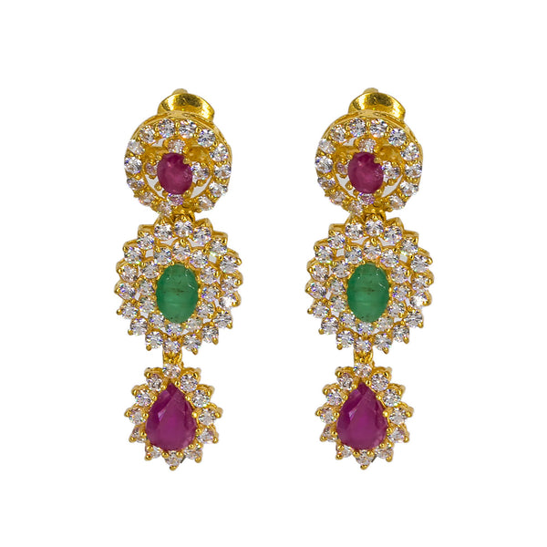 22K Yellow Gold Long Necklace & Earrings Set W/ CZ, Emeralds, Rubies & Encrusted Mango Accents | 


Make a royal entrance in the most radiating pieces of fine jewelry encrusted in precious gemst...