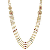 22K Yellow Gold Multi Strand Haaram Necklace W/ Emeralds, Rubies, CZ Gemstones & Side Pendants | 



The essence of elegance can also be translated into the boldness of intricate designs like th...