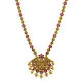 22K Yellow Antique Gold Floral Laxmi Necklace W/ Rubies, Emeralds & Pearls | 



Add a feminine flair to your significant Temple jewelry with elegant floral accents like this...