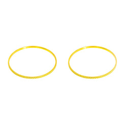 22K Yellow Gold 2 Piece Bangle W/ Band of Hand Crafted Circular Engravings