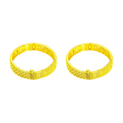 22K Yellow Gold 2 Piece Bangle for Kids W/ Deeply Engraved Intricate Geometric Design