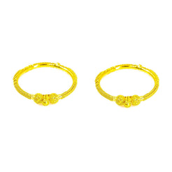 22K Yellow Gold 2 Piece Bangle W/ Multi Bauble Designs for Kids