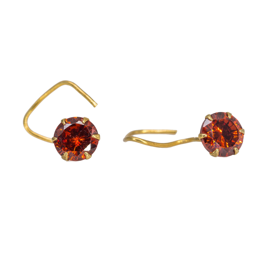 22K Yellow Gold Nose Pin W/ Prong Set Precious Ruby & Wire Hook Insert | Your special attire deserves a brilliant touch with this 22K yellow gold nose pin with a precious...