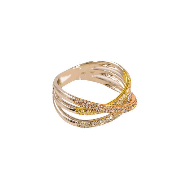 14K Multi Tone Diamond Ring W/ VS Diamonds & Cross Over Pattern | 14K Multi Tone Diamond Ring W/ VS Diamonds & Cross Over Pattern for women. This elegant ring ...
