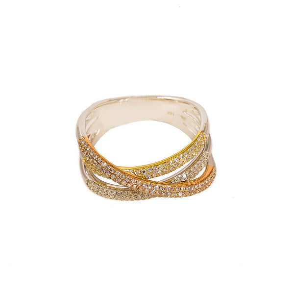 14K Multi Tone Diamond Ring W/ VS Diamonds & Cross Over Pattern | 14K Multi Tone Diamond Ring W/ VS Diamonds & Cross Over Pattern for women. This elegant ring ...