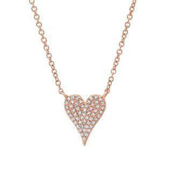 0.11ct 14k Rose Gold Diamond Pave Heart Necklace