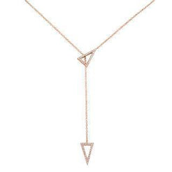 0.17ct 14k Rose Gold Diamond Triangle Lariat Necklace