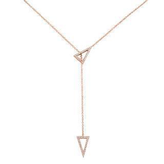 0.17ct 14k Rose Gold Diamond Triangle Lariat Necklace | 0.17ct 14k Rose Gold Diamond Triangle Lariat Necklace“Ships in 2-4 weeks”