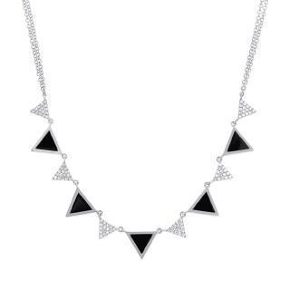 0.26ct Diamond & 1.00ct Onyx 14k White Gold Triangle Necklace | 0.26ct Diamond & 1.00ct Onyx 14k White Gold Triangle Necklace. 0.30