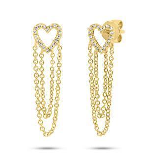 0.09ct 14k Yellow Gold Diamond Heart Earring | 0.09ct 14k Yellow Gold Diamond Heart Earring. 1.05