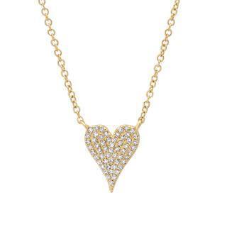 0.11ct 14k Yellow Gold Diamond Pave Heart Necklace | 0.11ct 14k Yellow Gold Diamond Pave Heart Necklace. 0.45