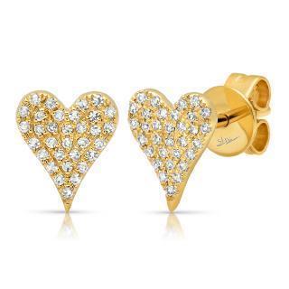 14K Yellow Gold Diamond Heart Stud Earrings W/ 0.14ct Pave Diamonds | 14K Yellow Gold Diamond Heart Stud Earrings W/ 0.14ct Pave Diamonds for women. These elegant 14K ...
