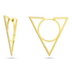 0.21ct 14k Yellow Gold Diamond Triangle Earring