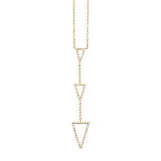 0.20ct 14k Yellow Gold Diamond Triangle Lariat Necklace | 0.20ct 14k Yellow Gold Diamond Triangle Lariat Necklace. 2.05