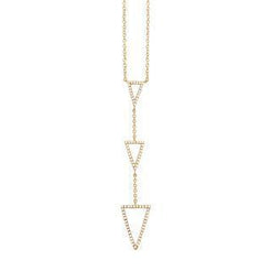 0.20ct 14k Yellow Gold Diamond Triangle Lariat Necklace