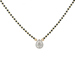 18K Multi-Tone Gold Mangalsutra Necklace w/ Teardrop Diamond Pendant