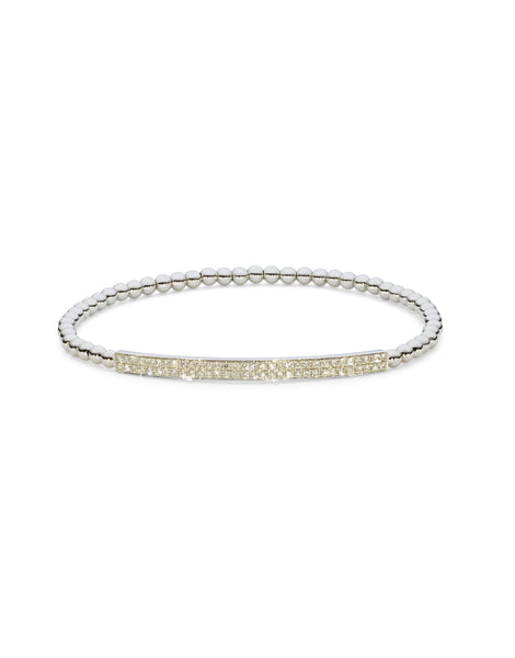 18K Yellow Gold Diamond Bangle W/ 0.59ct Diamonds & Stretchable Band | Indulge in the guilt-free exploration of precious diamonds and gold of this exquisite women’s str...