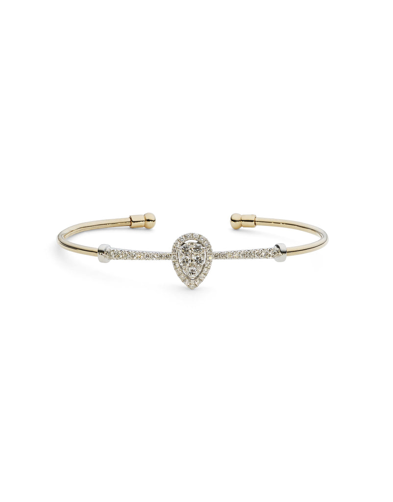 18K Yellow Gold Diamond Bangle W/ 0.8ct Diamonds & Crossover Band | Indulge in the guilt-free exploration of precious diamonds and gold of this exquisite women’s 18K...