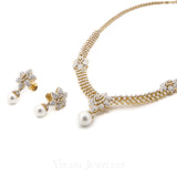 8.74CT VVS Diamond Necklace & Earring Set in 18K Gold W/ Floral Accent Design | 8.74CT VVS Diamond Necklace & Earring Set in 18K Gold W/ Floral Accent Design for women. Neck...