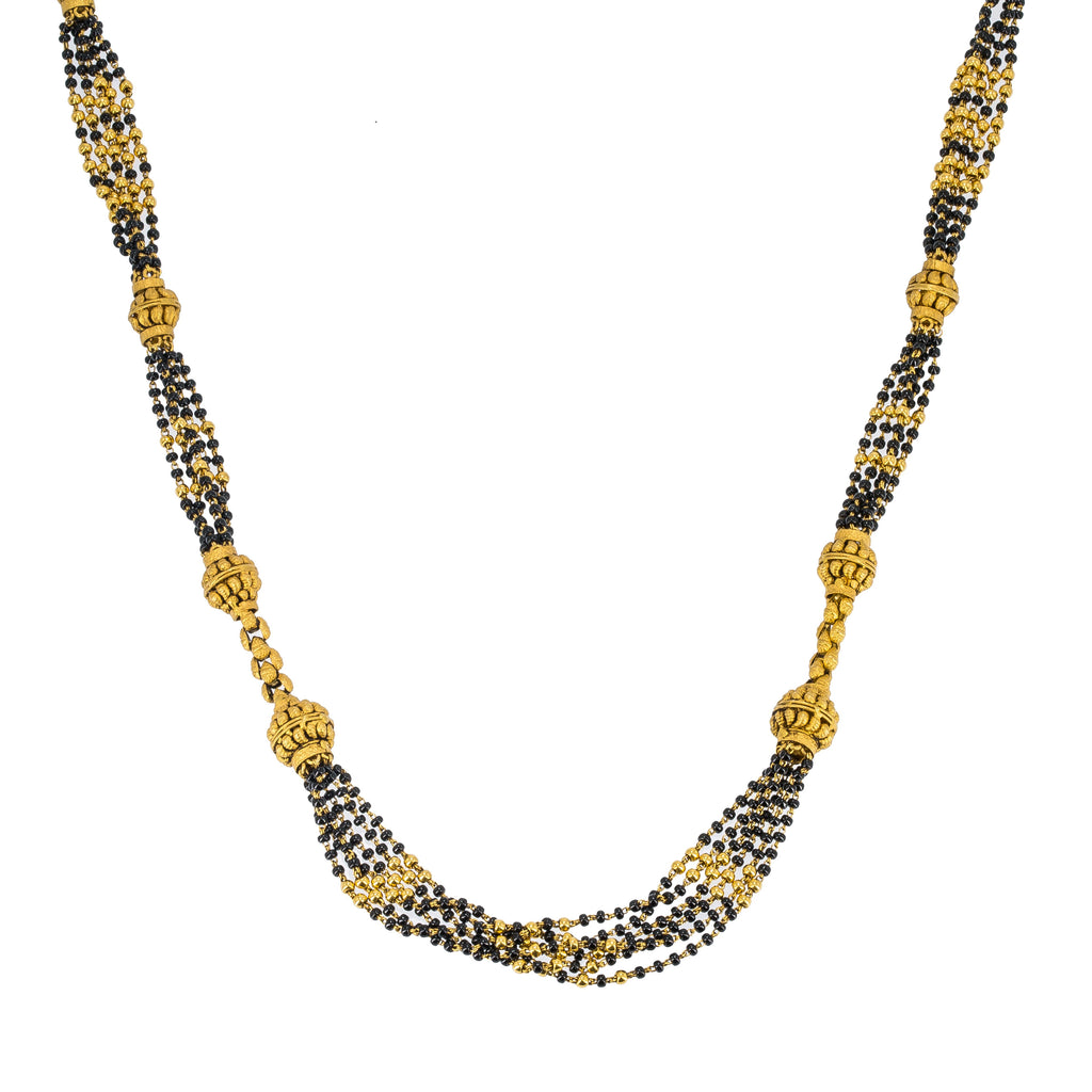 22K Yellow Gold Antique Mangalsutra Necklace W/ Multi Strands & Large Gold Balls | Accentuate your look with this bold and unique 22K yellow antique gold Mangalsutra necklace from ...