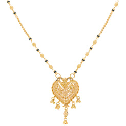 An image of a lustrous 22K gold necklace with gold-capped beads from Virani Jewelers