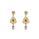 22K Yellow Antique Gold Drop Earrings W/ CZ, Rubies, Pearls & Laser Cut Design | 


Exude elegance with the classic touches of fine design with special jewelry like this 22K yell...