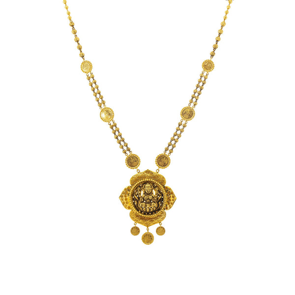 An image of the Antique Medallion 22K gold necklace from Virani Jewelers. | Celebrate culture and tradition with this gorgeous 22K gold necklace set from Virani Jewelers!

F...