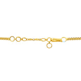 An image of the hook-in-eye clasp on the Vasudha 22K gold earrings from Virani Jewelers. | Give your confidence a boost with this 22K gold necklace set from Virani Jewelers!

Features meda...