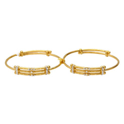 22K Yellow & White Gold Fenced Baby Bangles